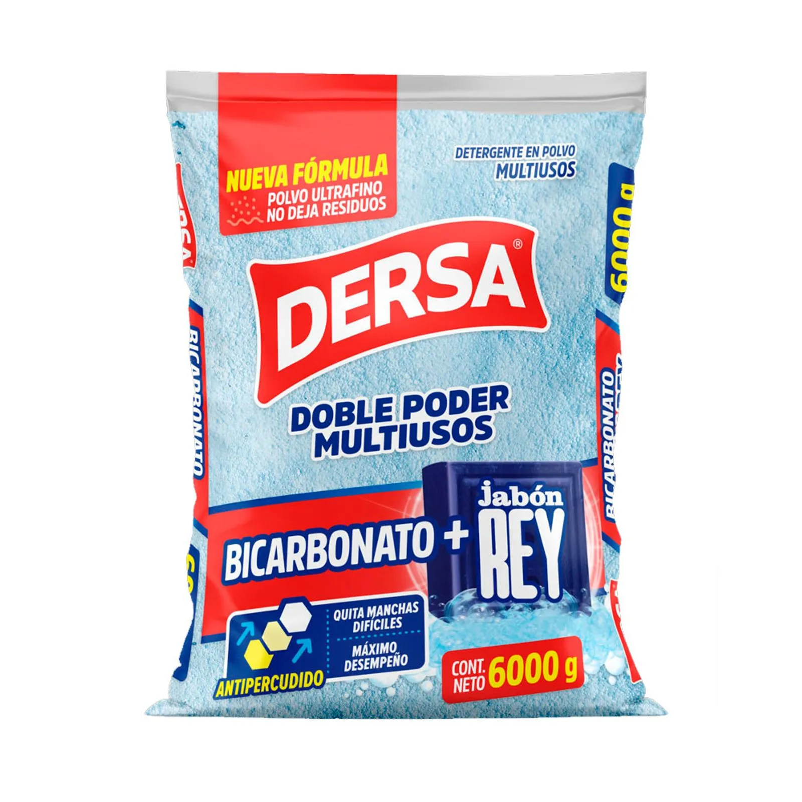 Detergente Dersa Polvo Bicarbonato + Jabon Rey 6000grs