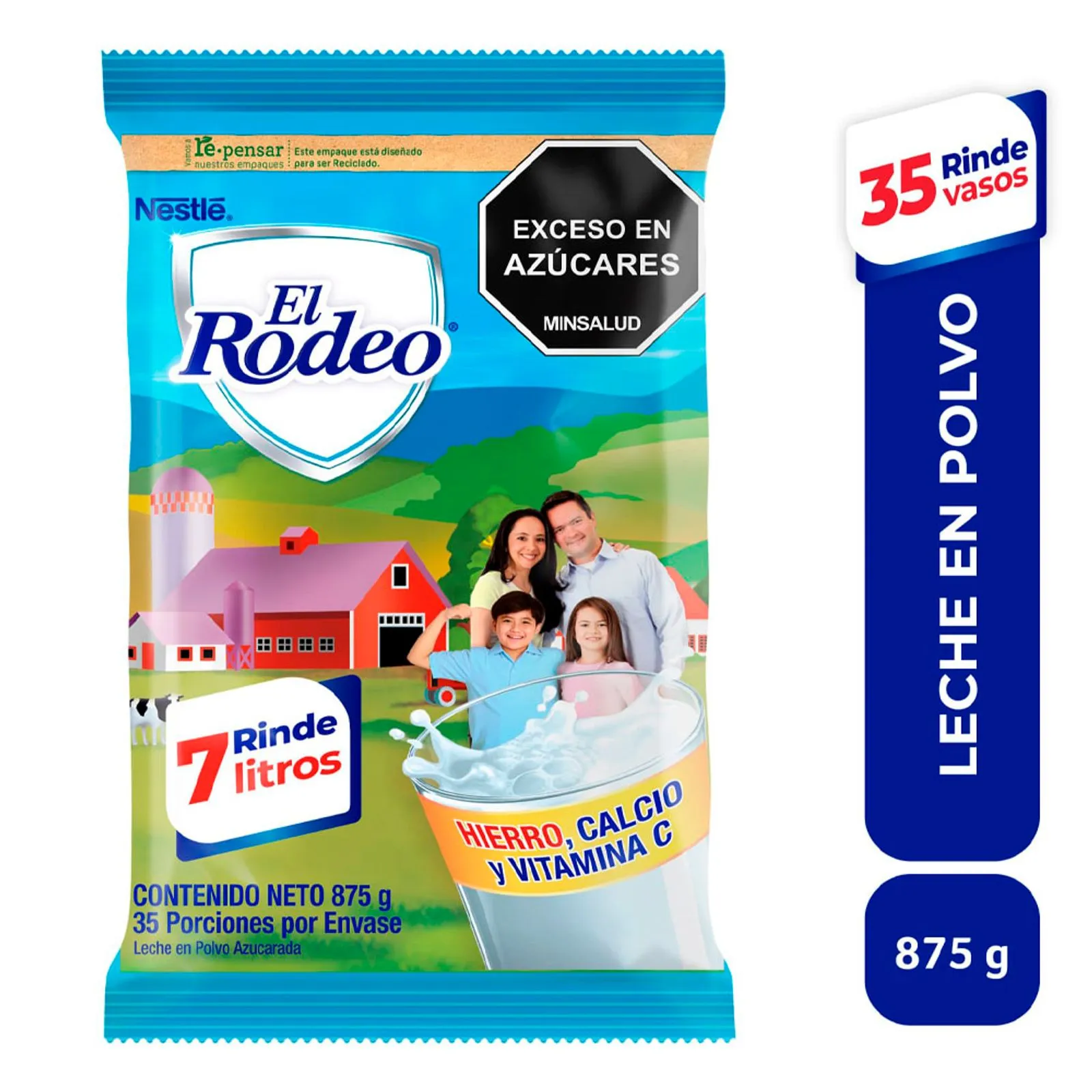 Leche en polvo El Rodeo azucarada bolsa x875g